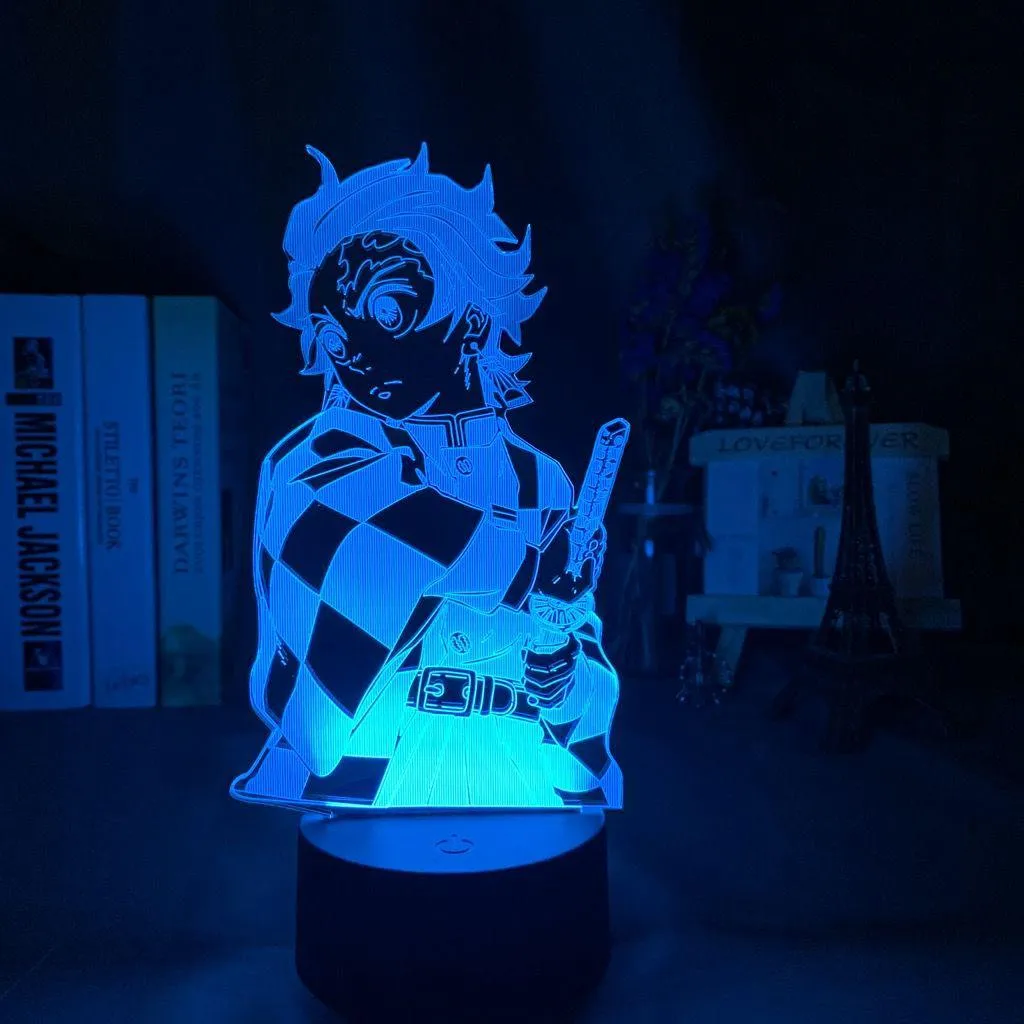 Kimetsu No Yaiba Tanjiro Kamado Figure 3d Night Lamp for Child Bedroom Decor Nightlight Kids Led