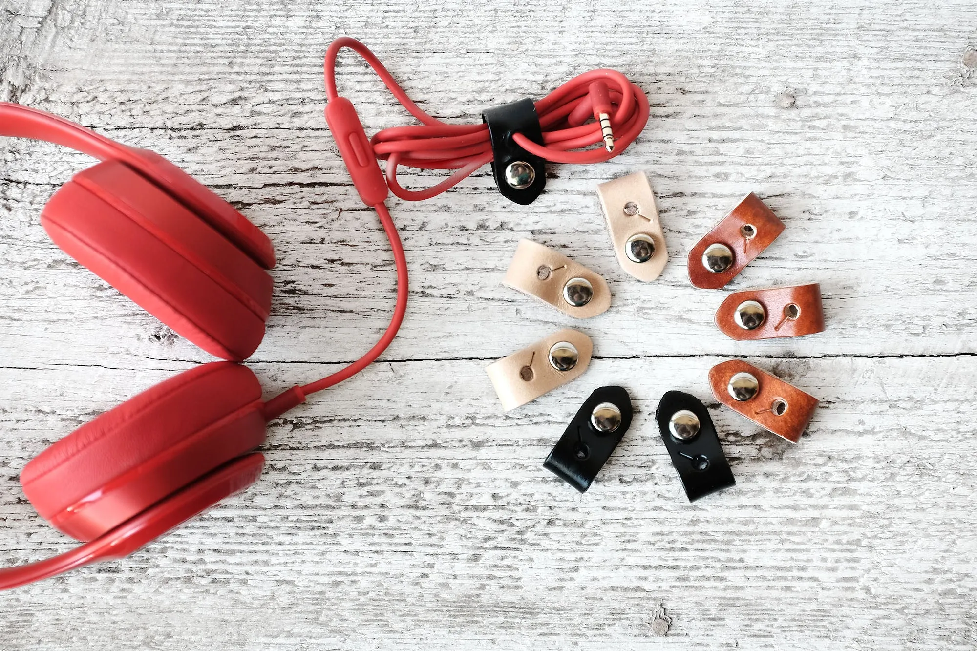 Leather Headphone Cord Organizers