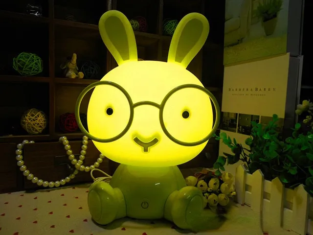 Led Desk Lamp Glasses Adorable Rabbit Touch Night Lamp Bedroom Emergency Light Bunny Adorable Rabbit