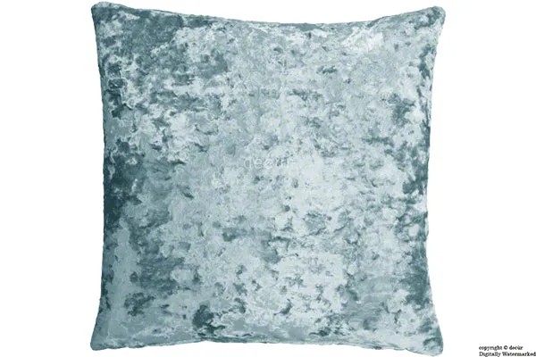 London Crushed Velvet Cushion - Azure