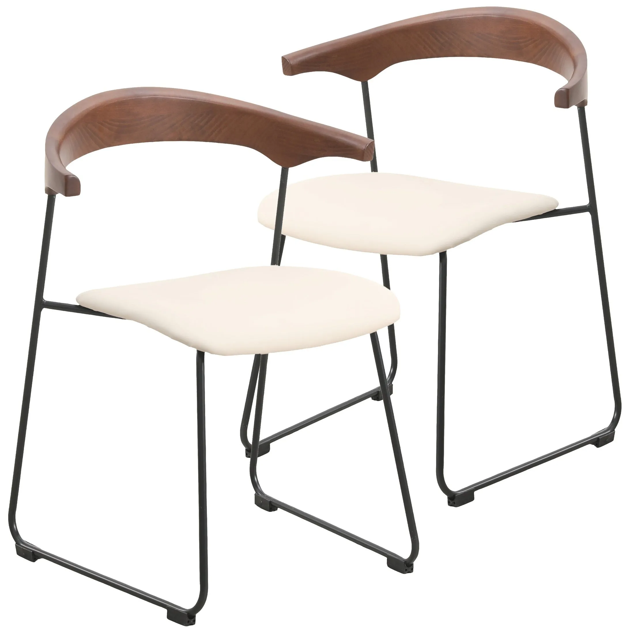 Lyra Dining Chair Upholstered Leather with Iron Legs, Set of 2