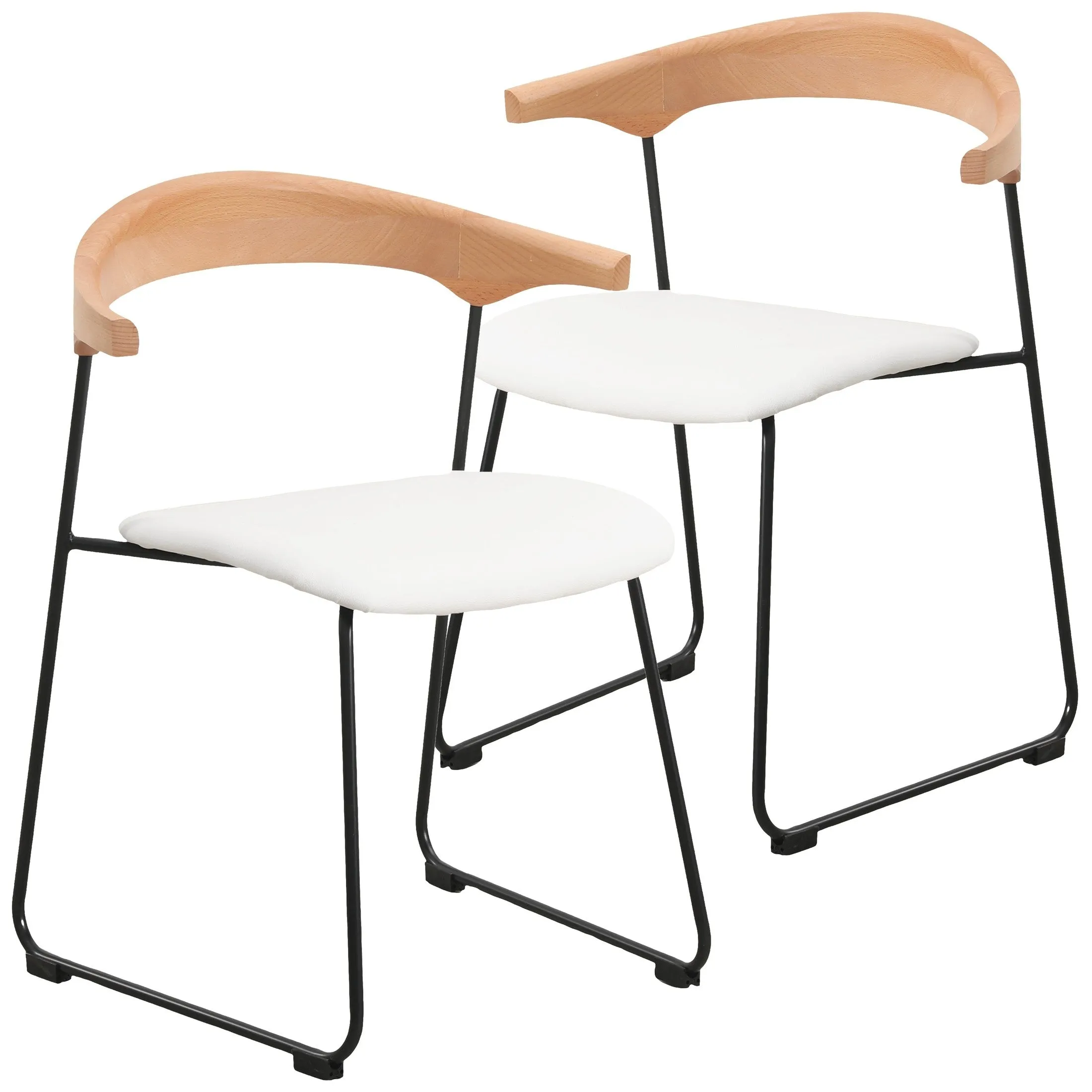 Lyra Dining Chair Upholstered Leather with Iron Legs, Set of 2