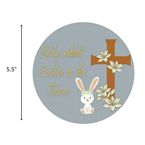 Magnetic Easter Decorations for Home or Car, Silly Rabbit Easter is for Jesus Round Magnet Art for Fridge, Locker, Mailbox or Garage, 5.5 Inches