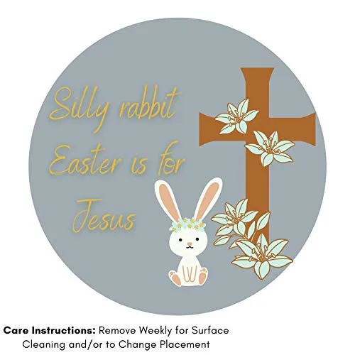 Magnetic Easter Decorations for Home or Car, Silly Rabbit Easter is for Jesus Round Magnet Art for Fridge, Locker, Mailbox or Garage, 5.5 Inches