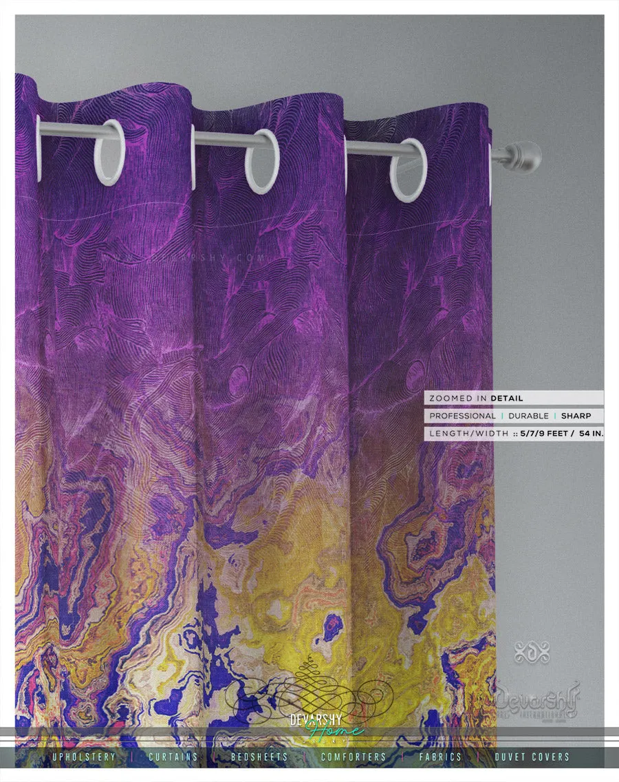 Marbling Art Violet PREMIUM Curtain Panel. Available on 12 Fabrics. Made to Order. 100115