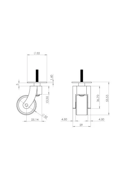 Matt Black Screw Castor