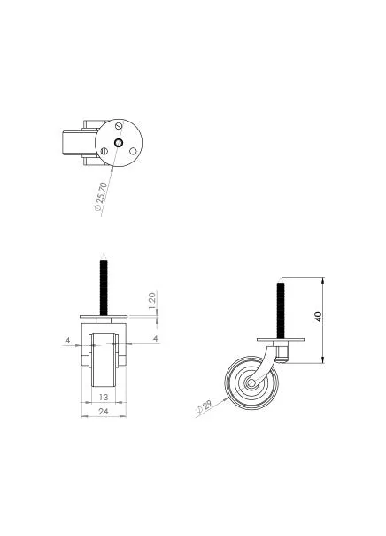 Matt Black Screw Castor