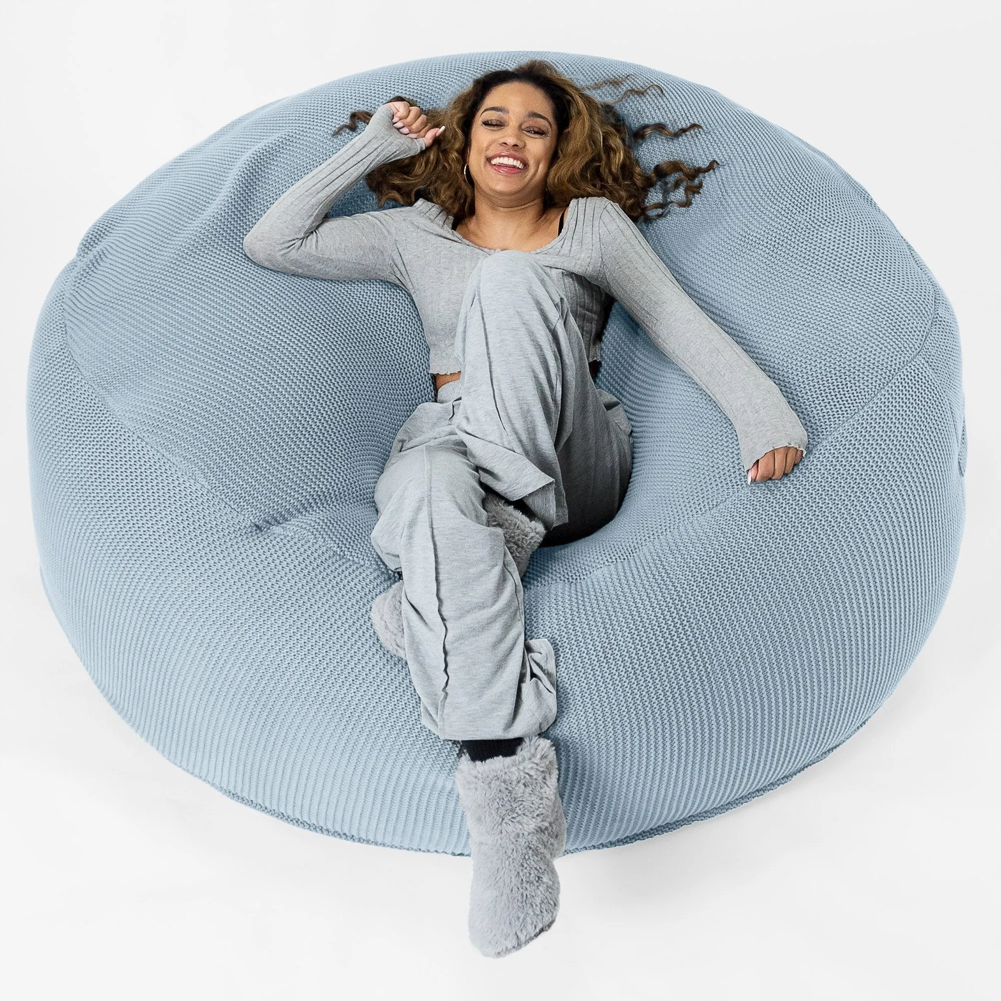 Mega Mammoth Bean Bag - Ellos Knitted Misty Blue