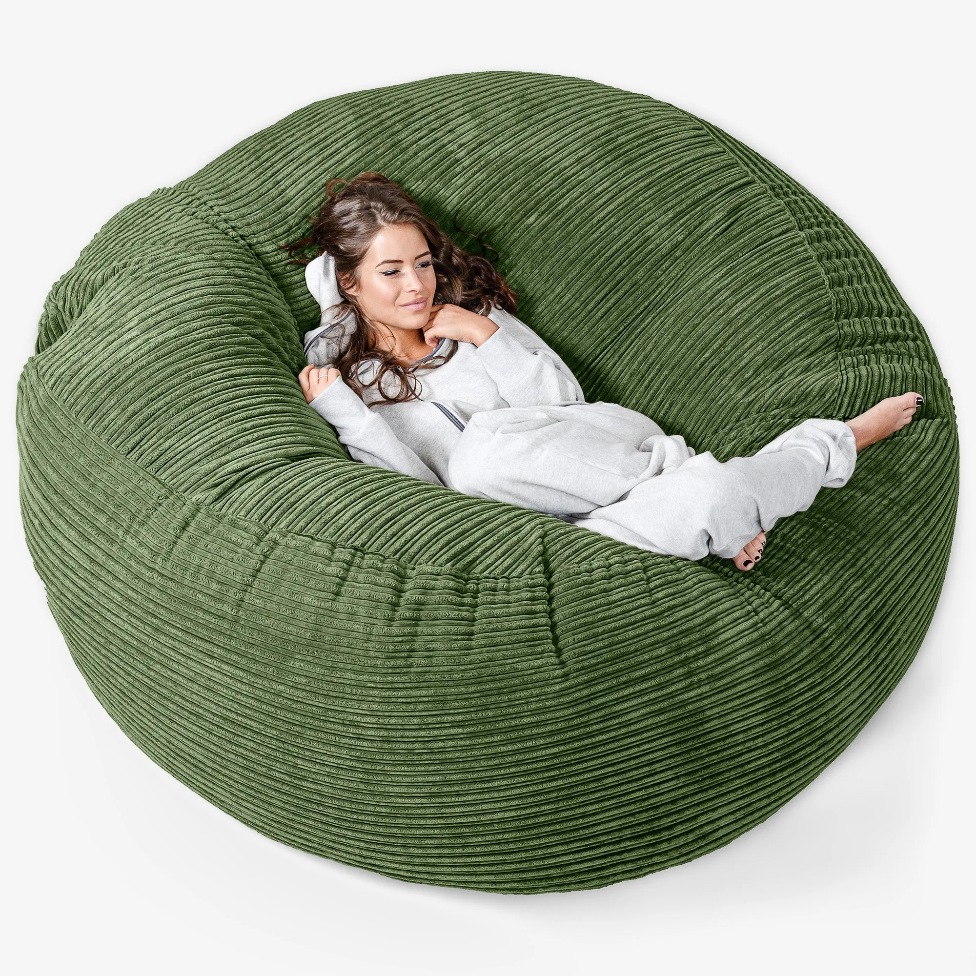 Mega Mammoth Bean Bag Sofa - Cord Forest Green