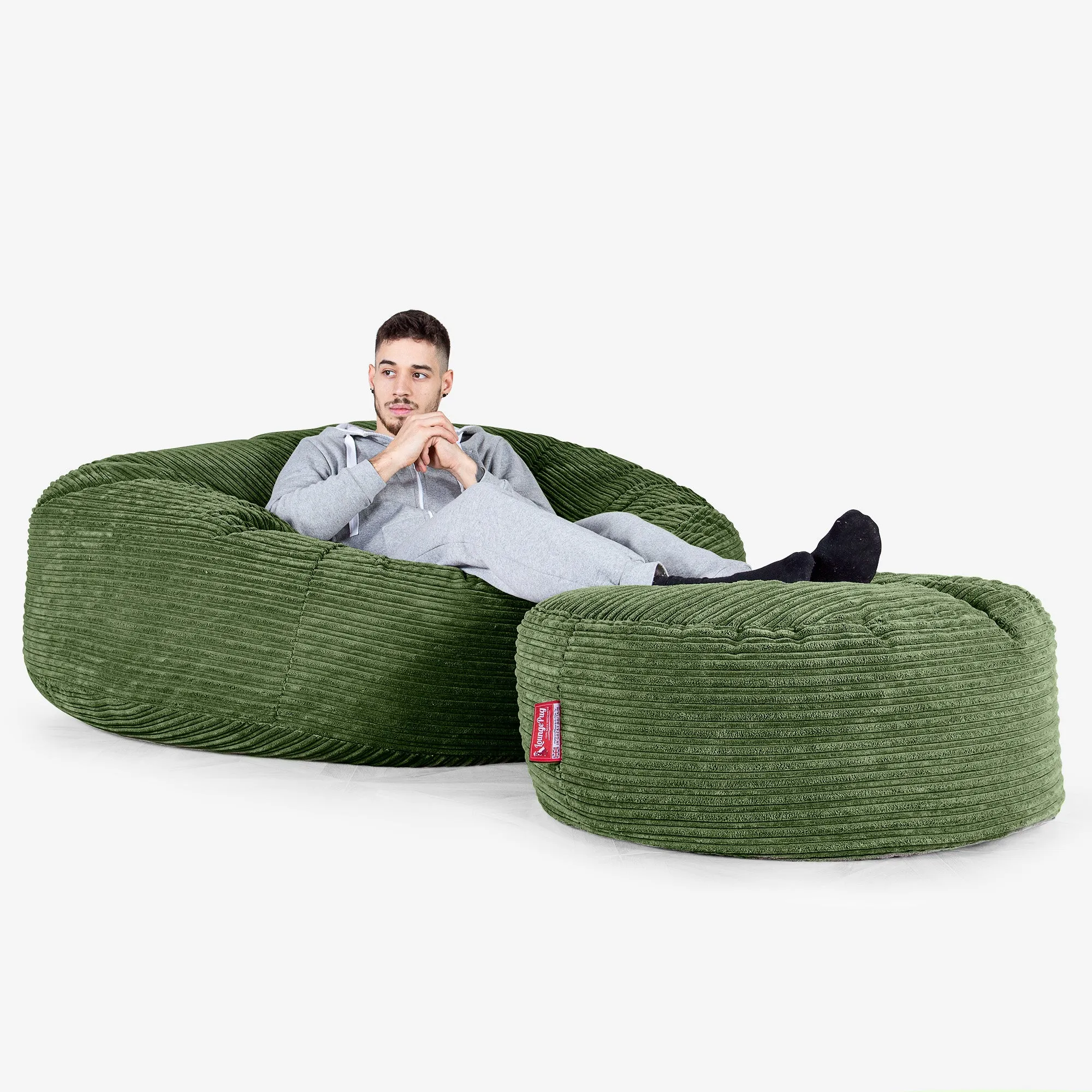 Mega Mammoth Bean Bag Sofa - Cord Forest Green