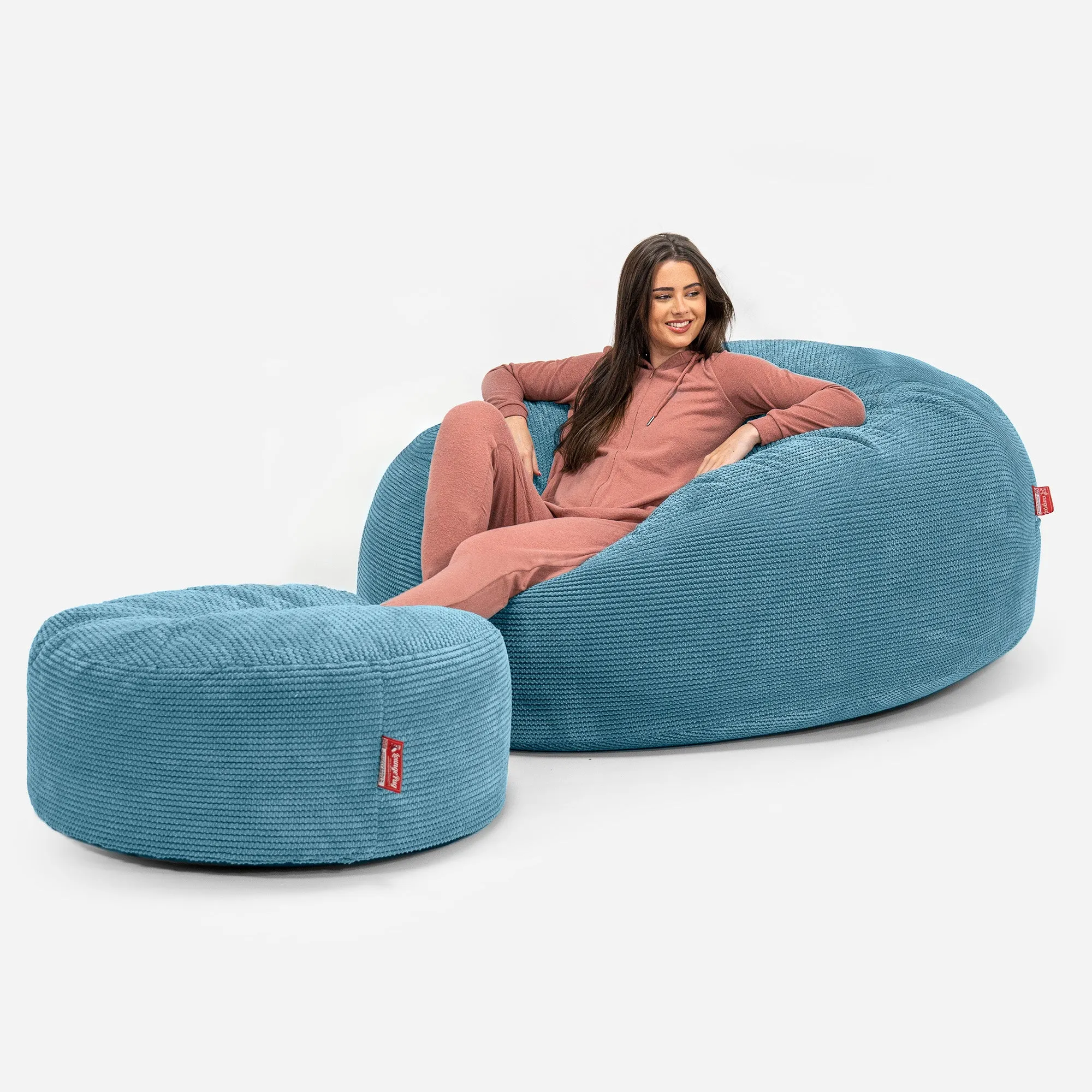 Mega Mammoth Bean Bag Sofa - Pom Pom Aegean Blue