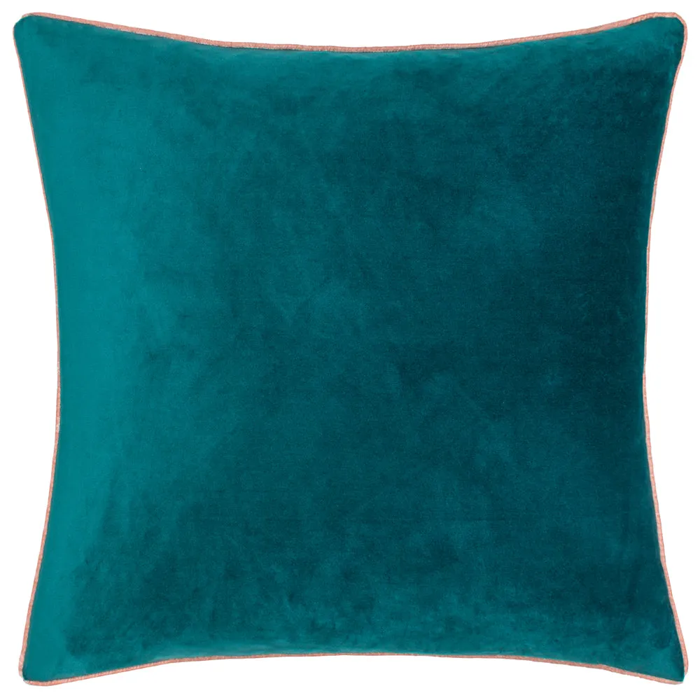 Meridian Velvet Cushion Teal/Blush