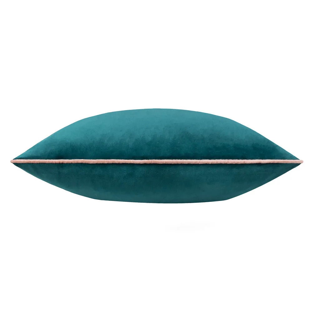 Meridian Velvet Cushion Teal/Blush