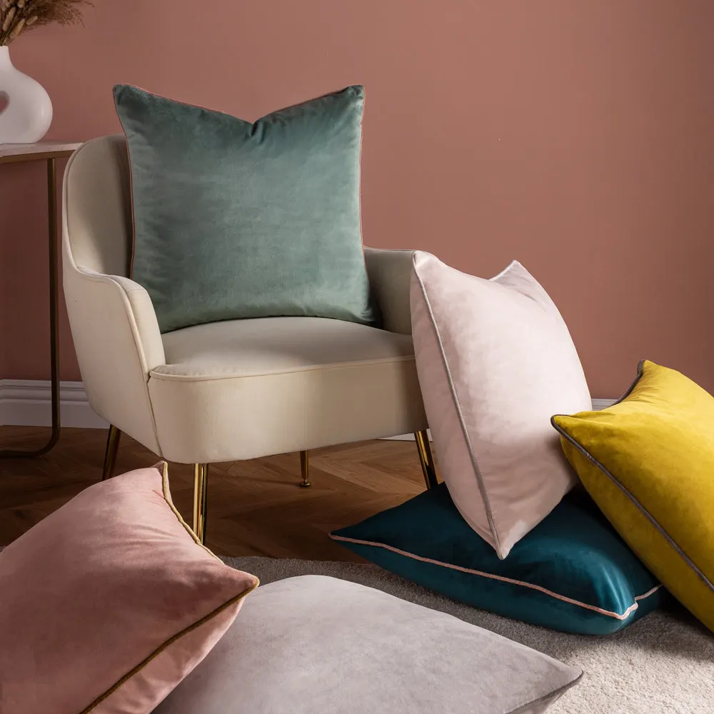 Meridian Velvet Cushion Teal/Blush