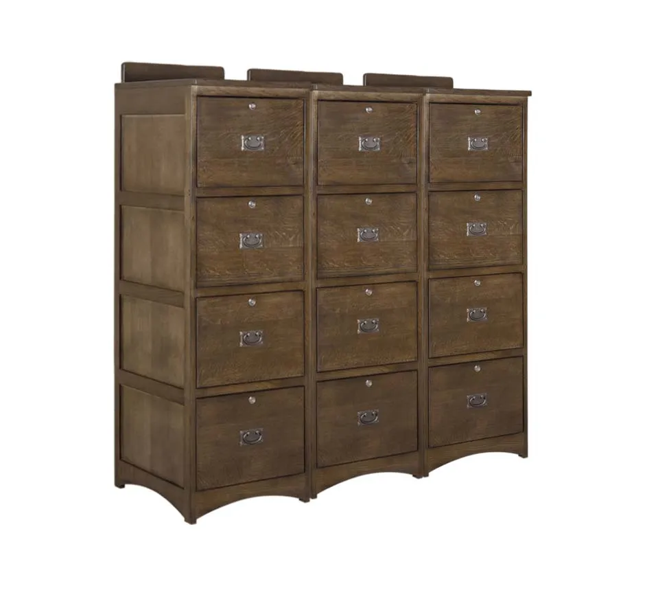 Mission Solid Oak 4 Drawer File Cabinet - Walnut