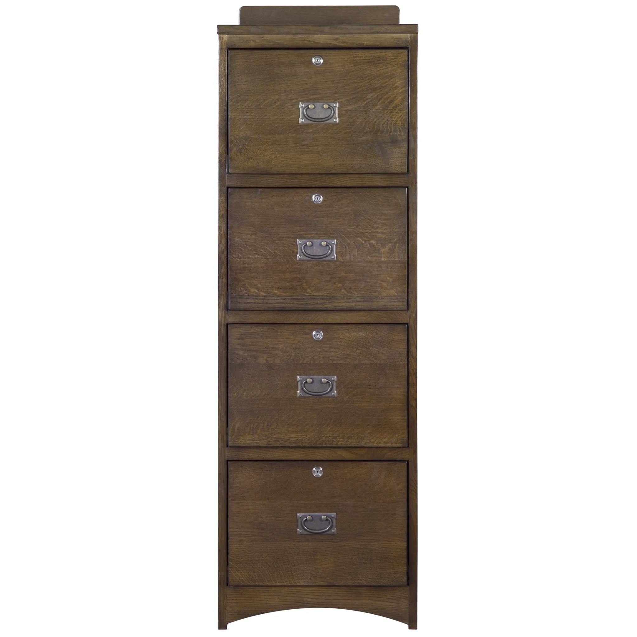 Mission Solid Oak 4 Drawer File Cabinet - Walnut