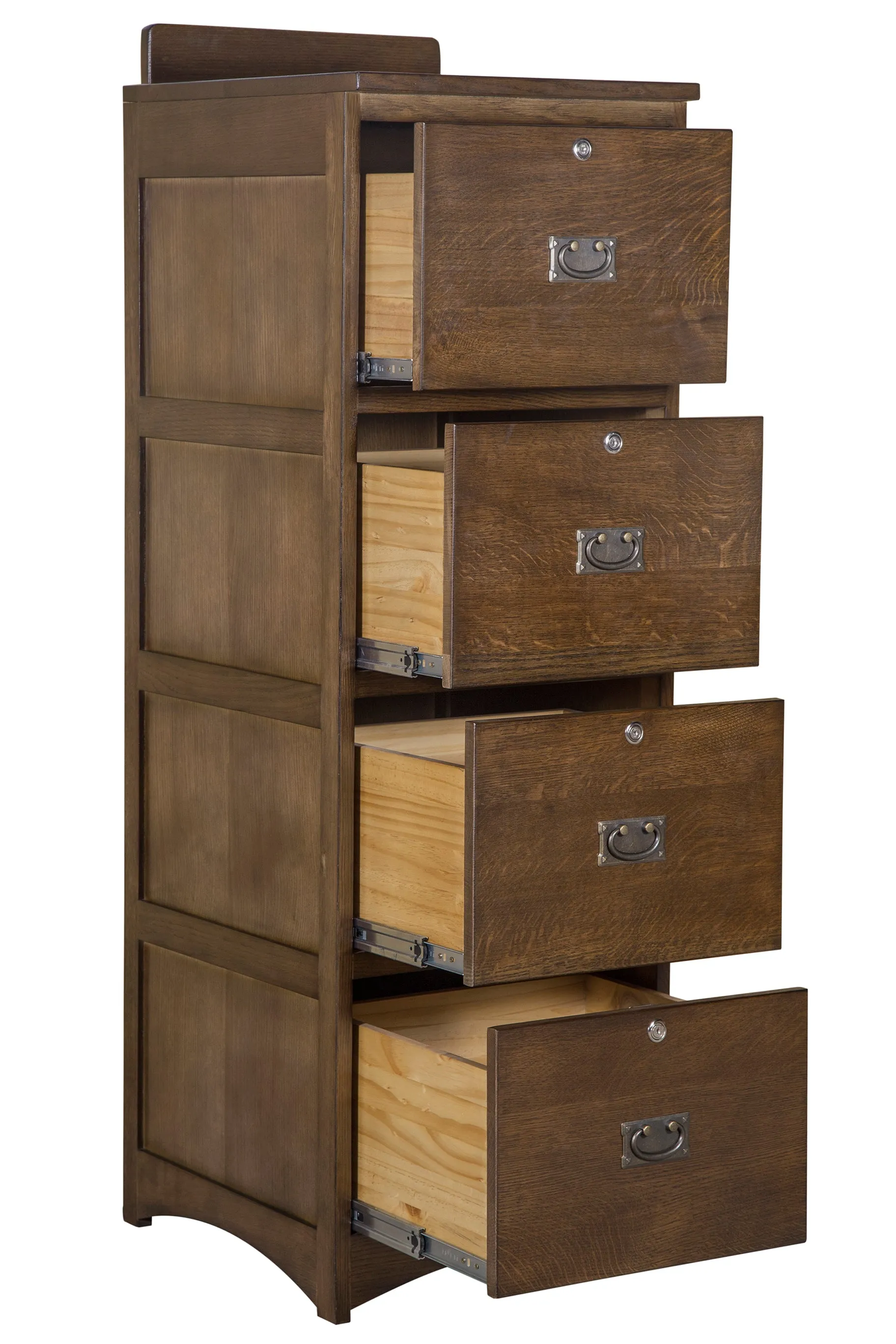 Mission Solid Oak 4 Drawer File Cabinet - Walnut