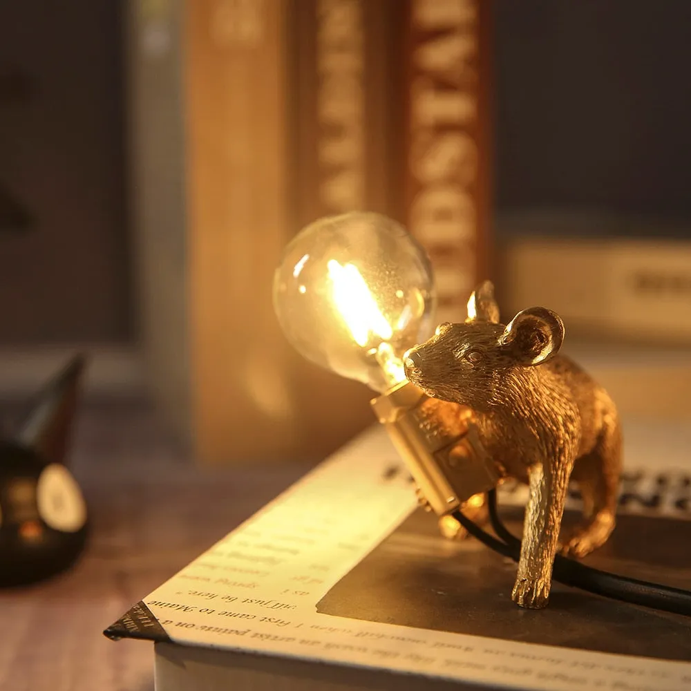 Modern Resin Mouse Table Lamp LED E12 mouse Table Lamps Desk Nordic Kids' Room Decor LED Night Lights EU/AU/US/UK Plug