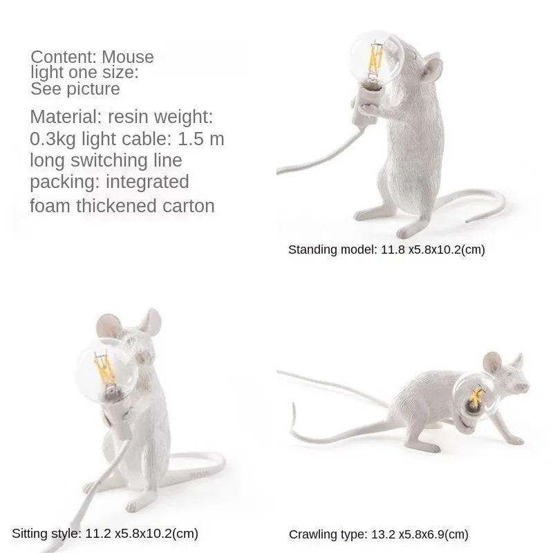 Modern Resin Mouse Table Lamp LED E12 mouse Table Lamps Desk Nordic Kids' Room Decor LED Night Lights EU/AU/US/UK Plug