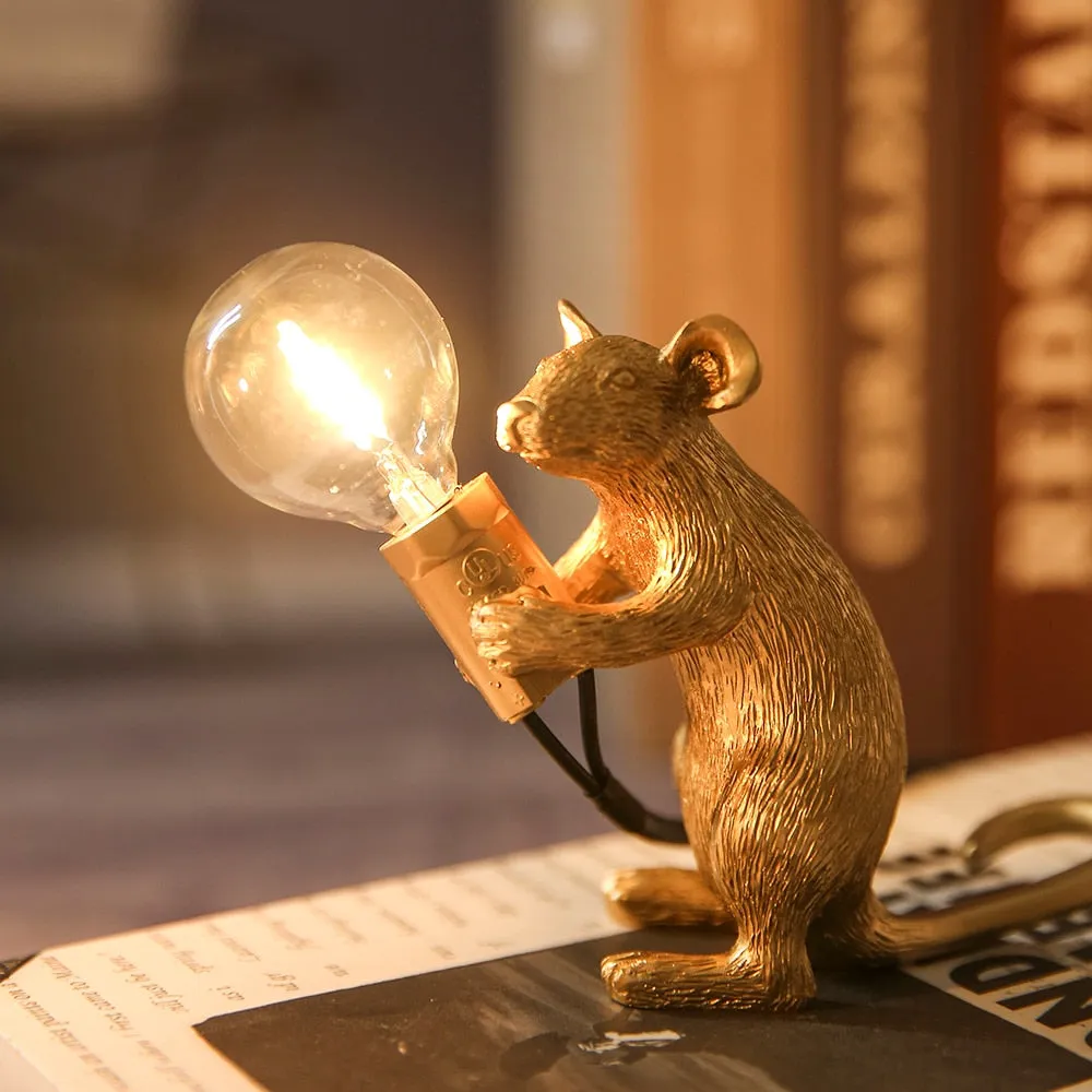 Modern Resin Mouse Table Lamp LED E12 mouse Table Lamps Desk Nordic Kids' Room Decor LED Night Lights EU/AU/US/UK Plug