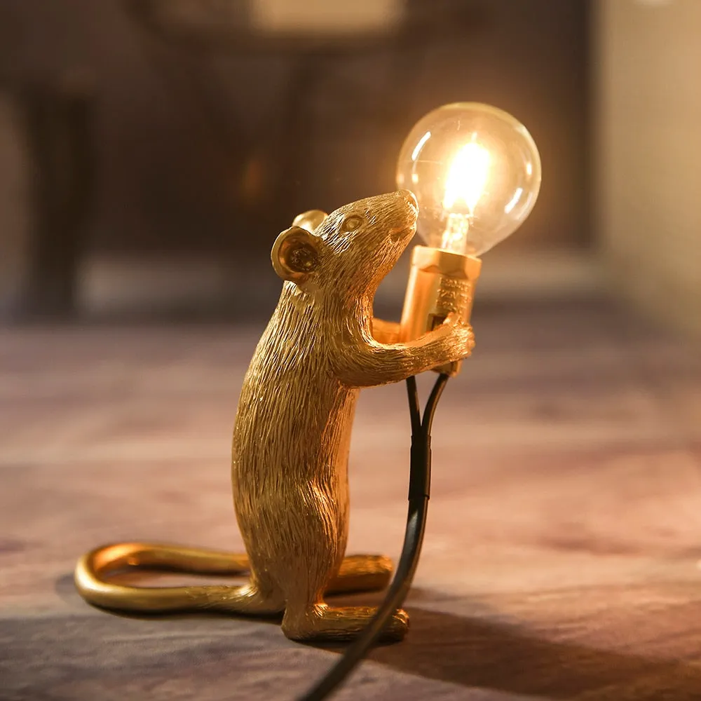 Modern Resin Mouse Table Lamp LED E12 mouse Table Lamps Desk Nordic Kids' Room Decor LED Night Lights EU/AU/US/UK Plug