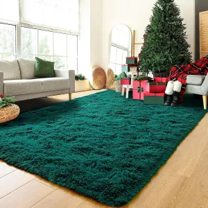 modern Super Soft Fluffy Area Rugs Modern Shag Rug for Bedroom Living Room,Cute Carpets for Kids Nursery Girls Home Dorm,5'x8',White Aqua Green 4' x 6'