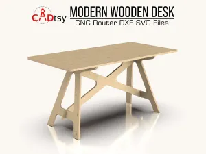 Modern Wooden Table DXF/SVG Files for CNC Router Cutting