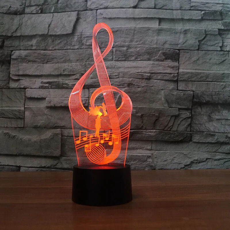 Music Notation Lamp 3D Night Light Kids Toy LED 3D Touch Table Lamp 7 Colors LED Light For Christmas