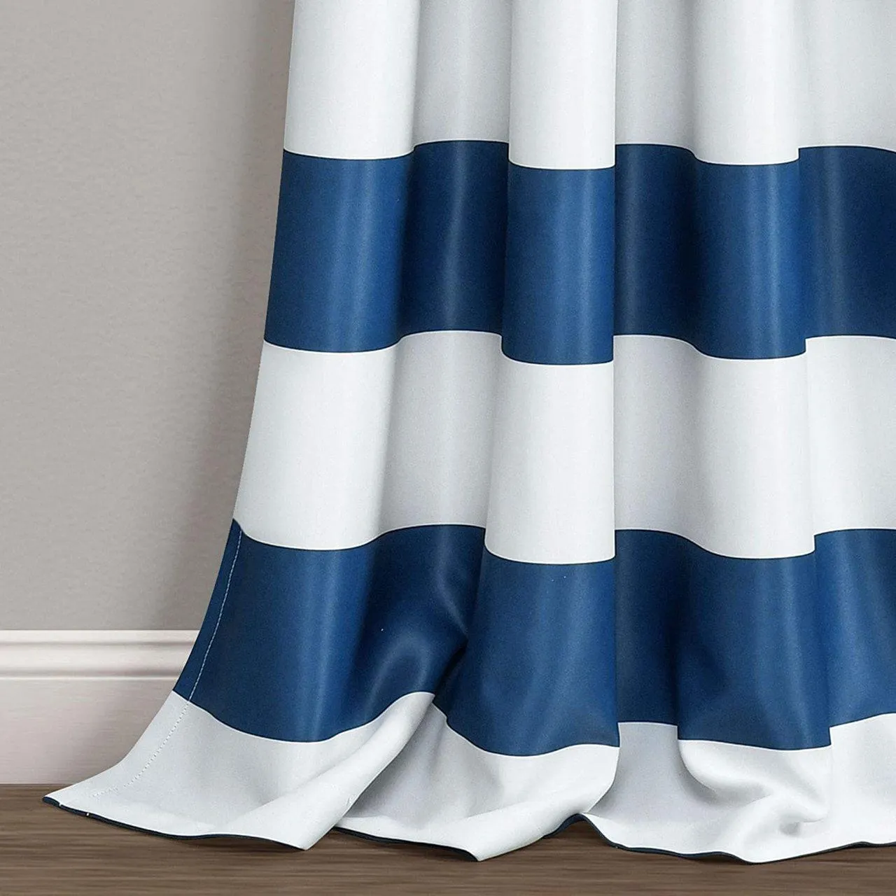 Navy Stripe Room Darkening 52 X 84 Inch Window Curtain ( Set of 2 )