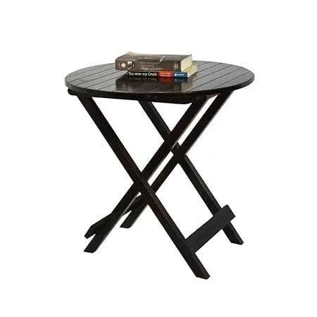 NICE HOUSE FURNITURE Wood Foldable Medium Size Dining Table Home Kitchen Table, Coffee Table, Cafe Table, Wooden Table, Tea Table, Brack Fast Table, Food Table with Premium (Black round)