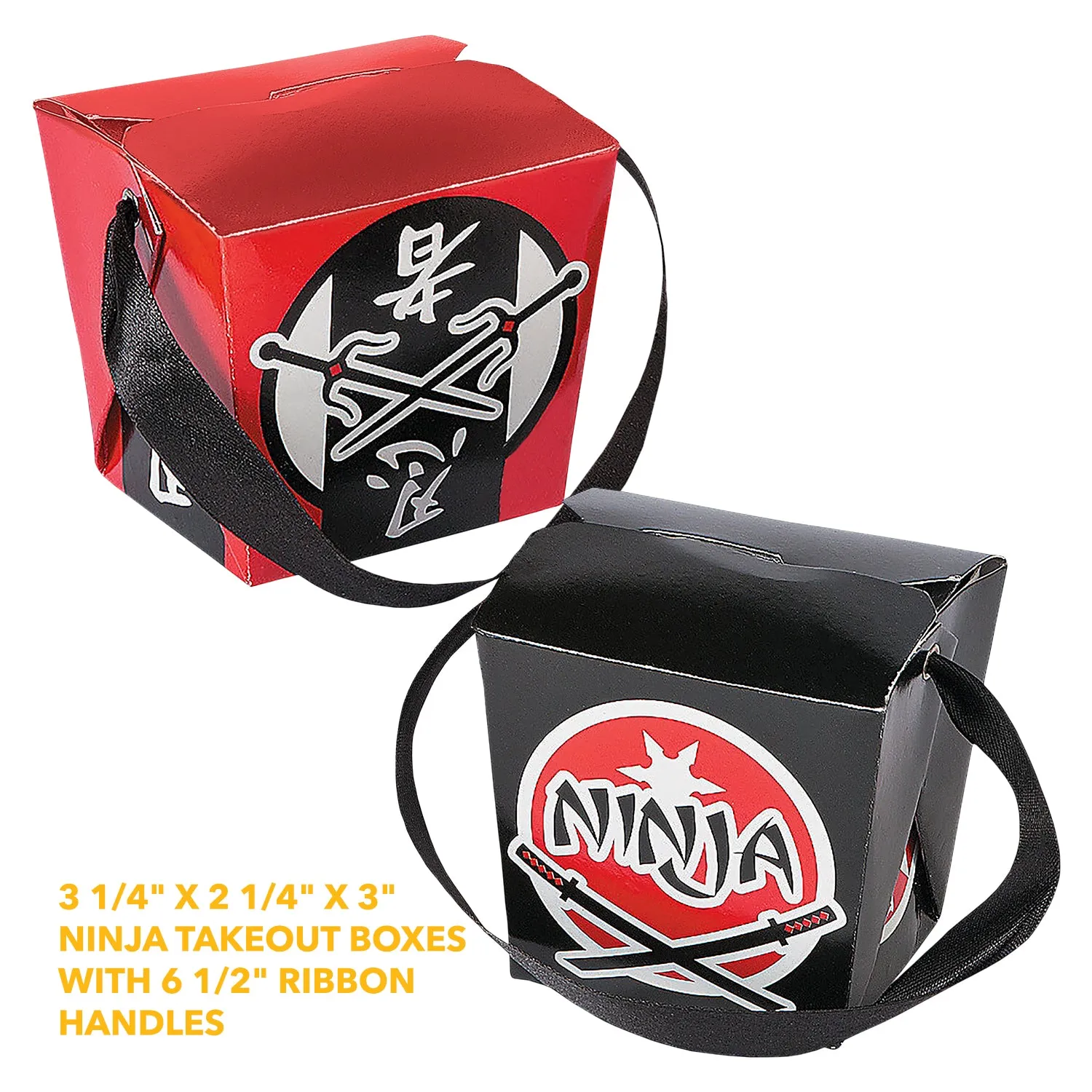 Ninja Party Favors Assortment  (60 pcs) and Ninja Takeout Goody Boxes (12 pcs) - 72 Pcs Total