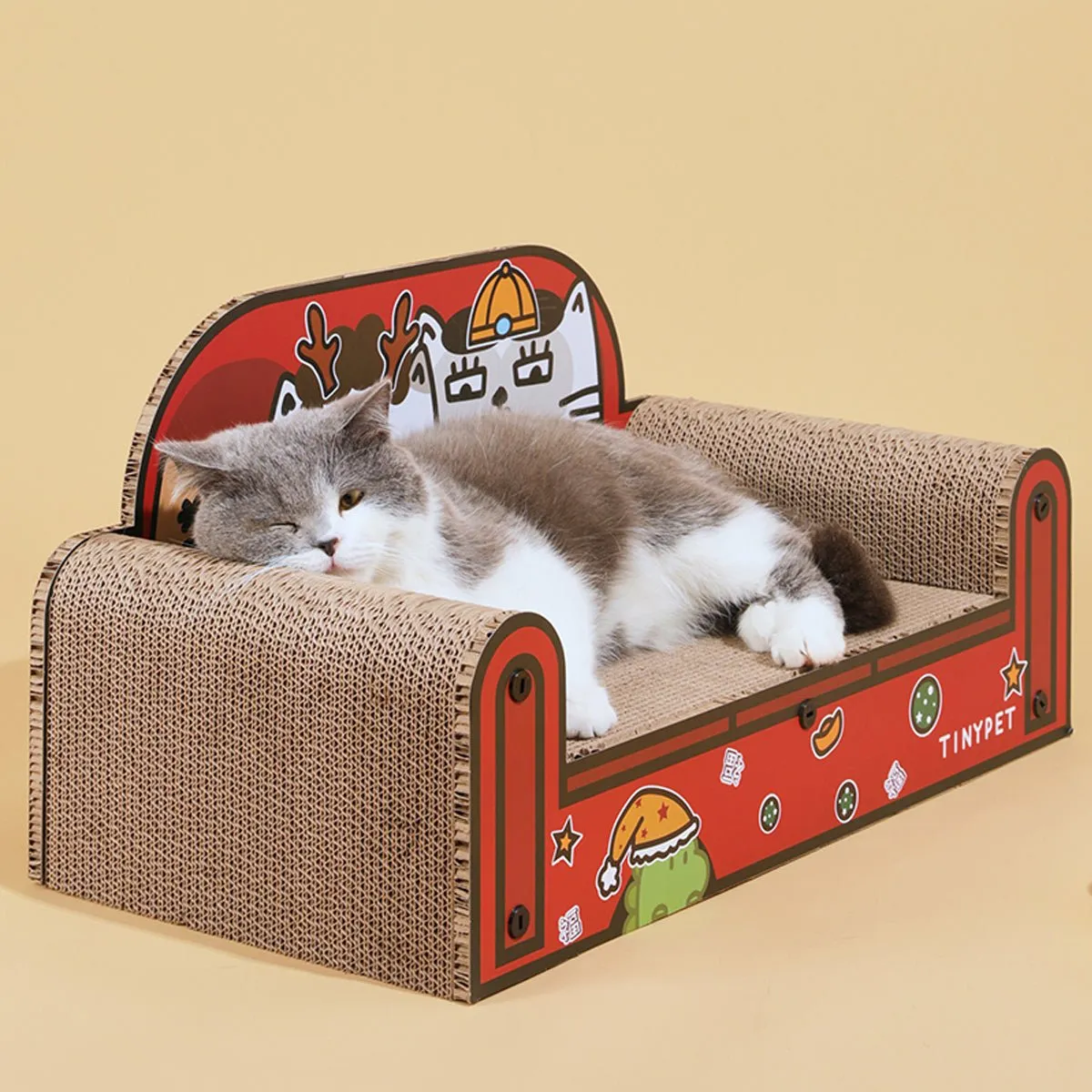 One Family Red Small Sofa Cat Scratching Board