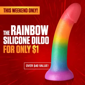 ***Only $1*** Phallic Rainbow Silicone Dildo