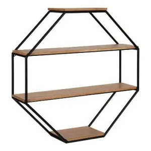 Open Box - 24" x 24" Lintz Octagon Floating Wall Shelves Rustic Brown - Kate & Laurel All Things Decor