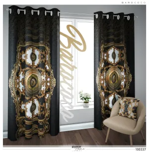 Opulence Of Sicily, Golden Baroque PREMIUM Curtain. Available on 12 Fabrics. Made to Order. 100337