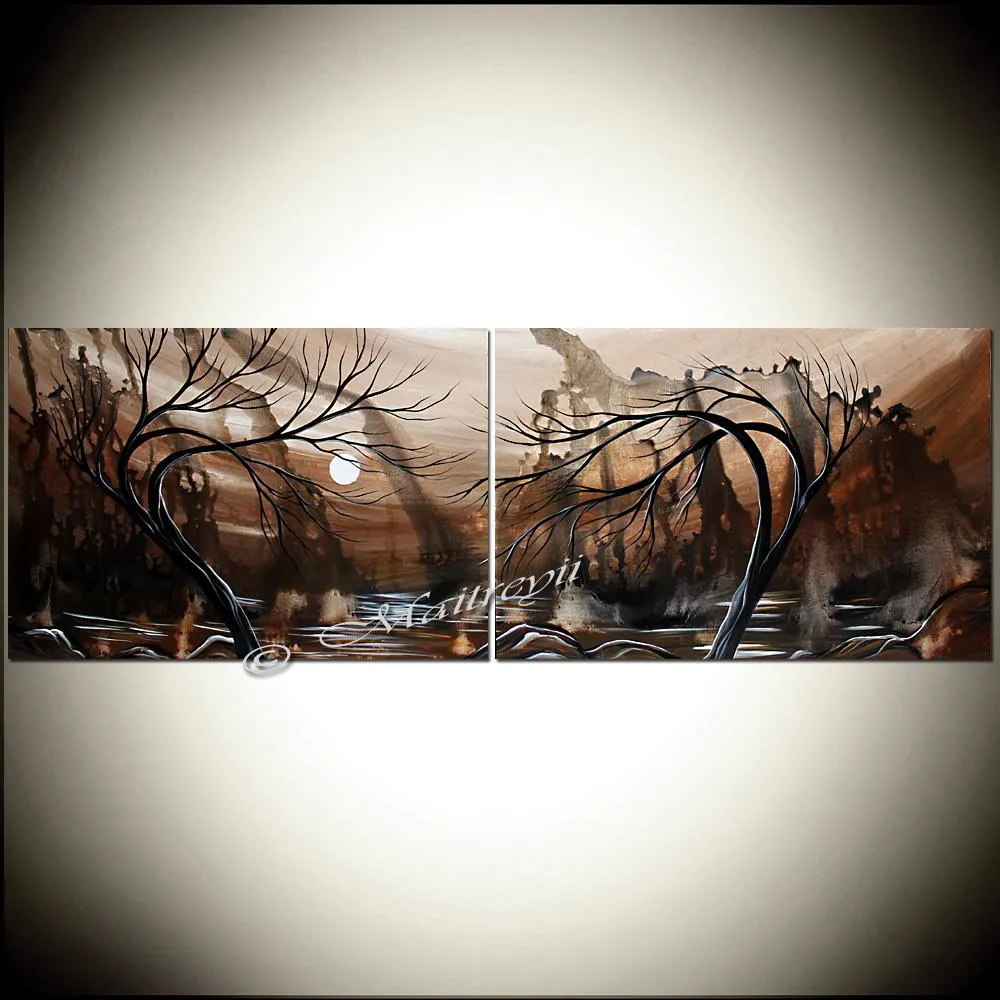 Original Abstract Paintings Landscape Art - Chocolate World