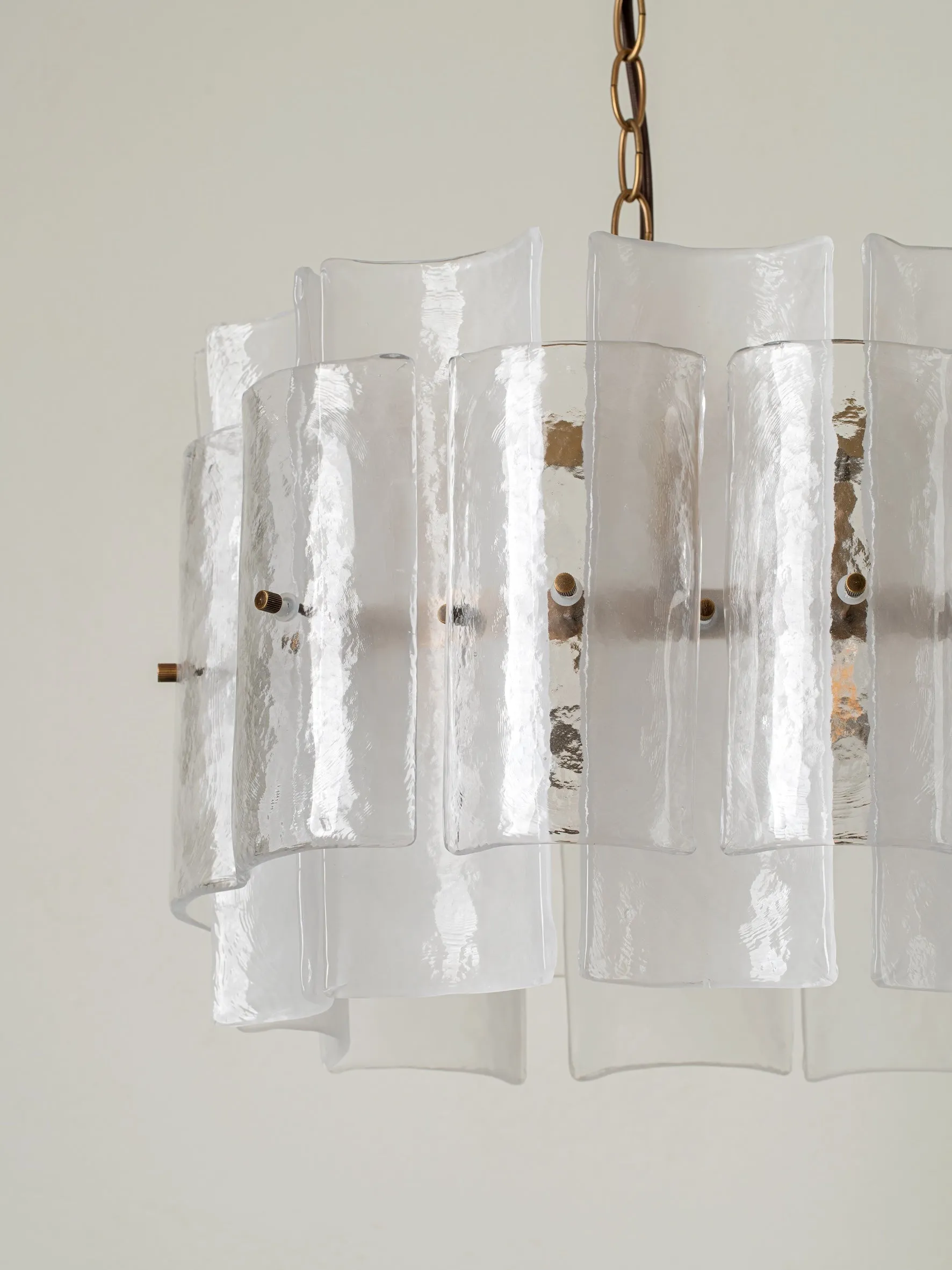 Pazo - 9 light layered textured glass oval chandelier