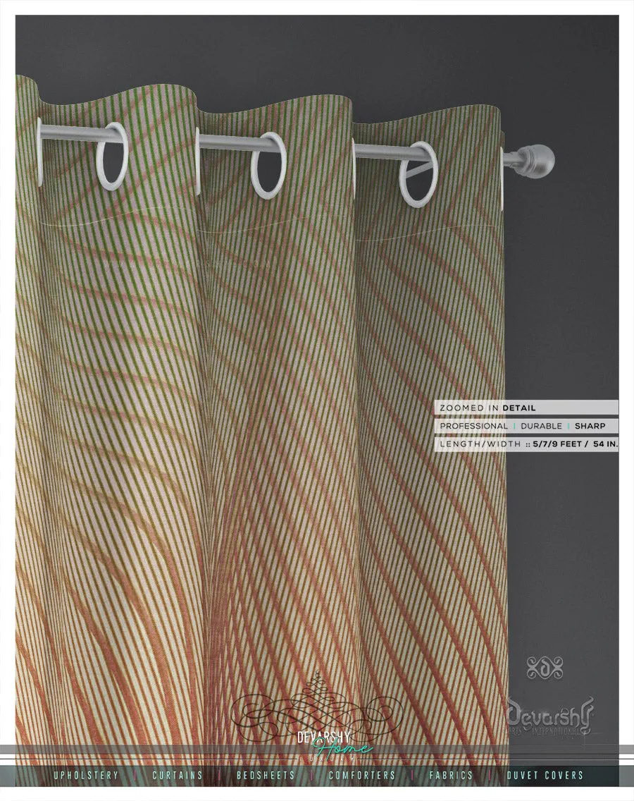 Peach Nazca Lines Printed PREMIUM Curtain Panel. Available on 12 Fabrics. Heavy & Sheer. 100047D