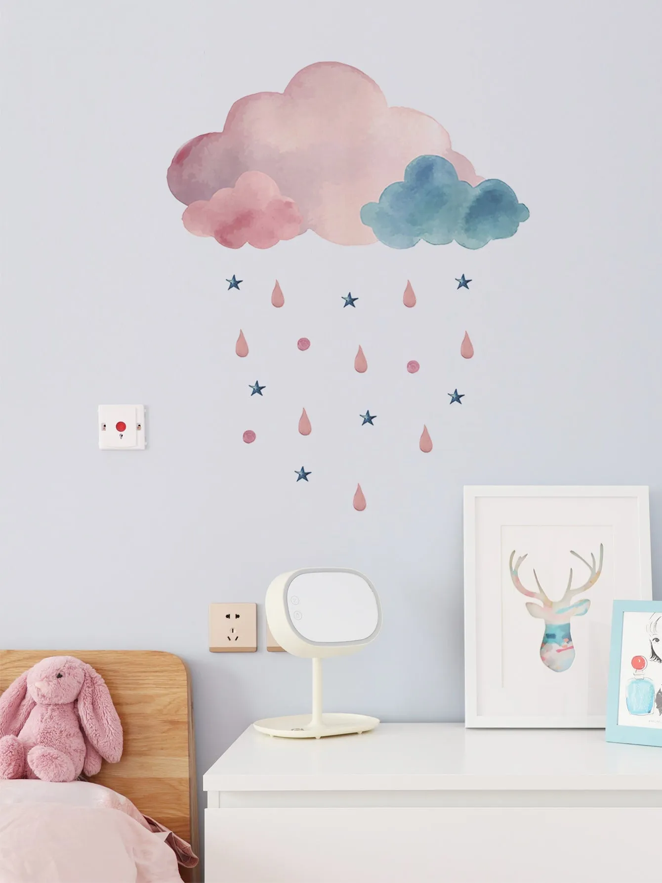 Pink And Blue Cloud Wall Sticker Decorative Wall Art Decal Creative Design for