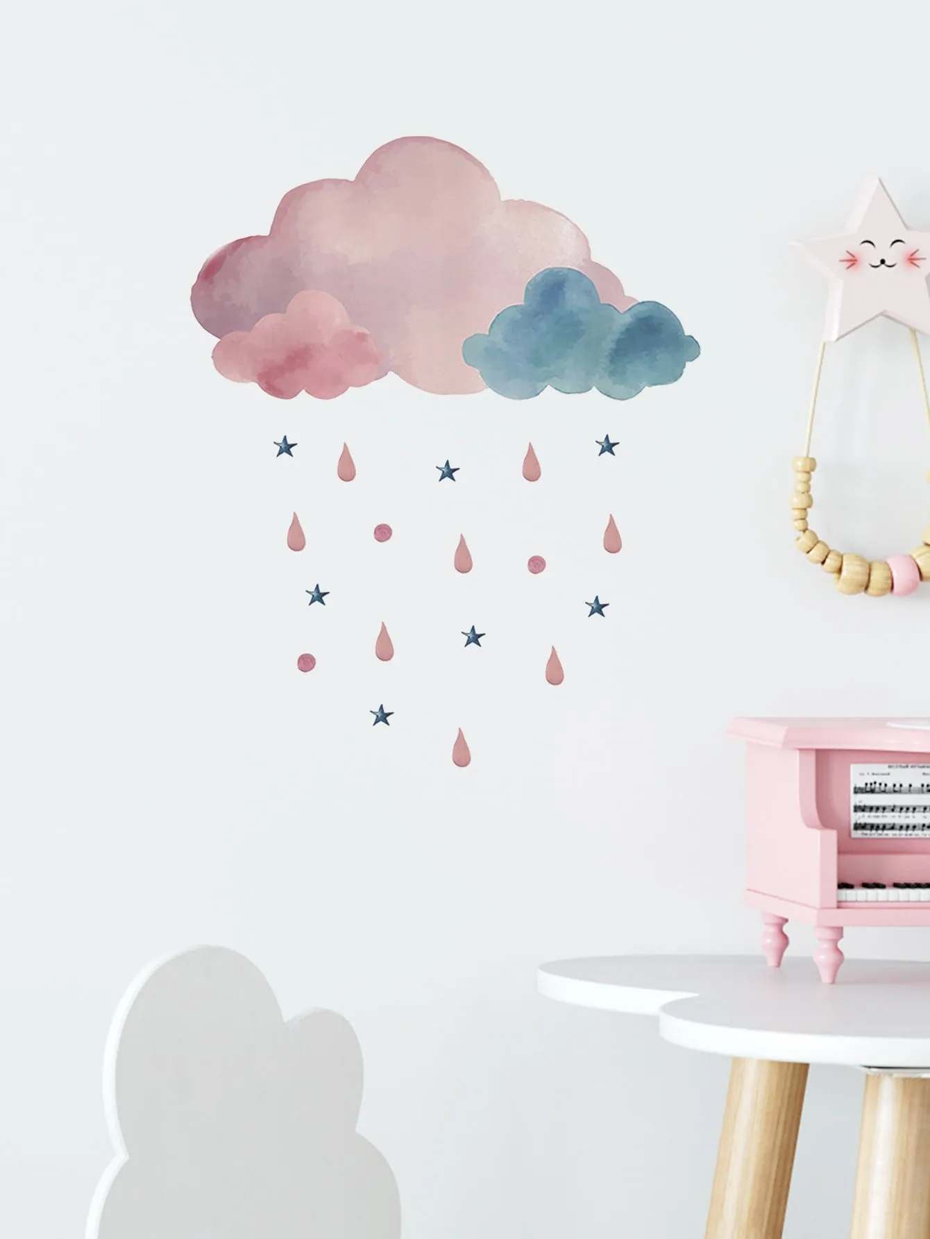 Pink And Blue Cloud Wall Sticker Decorative Wall Art Decal Creative Design for