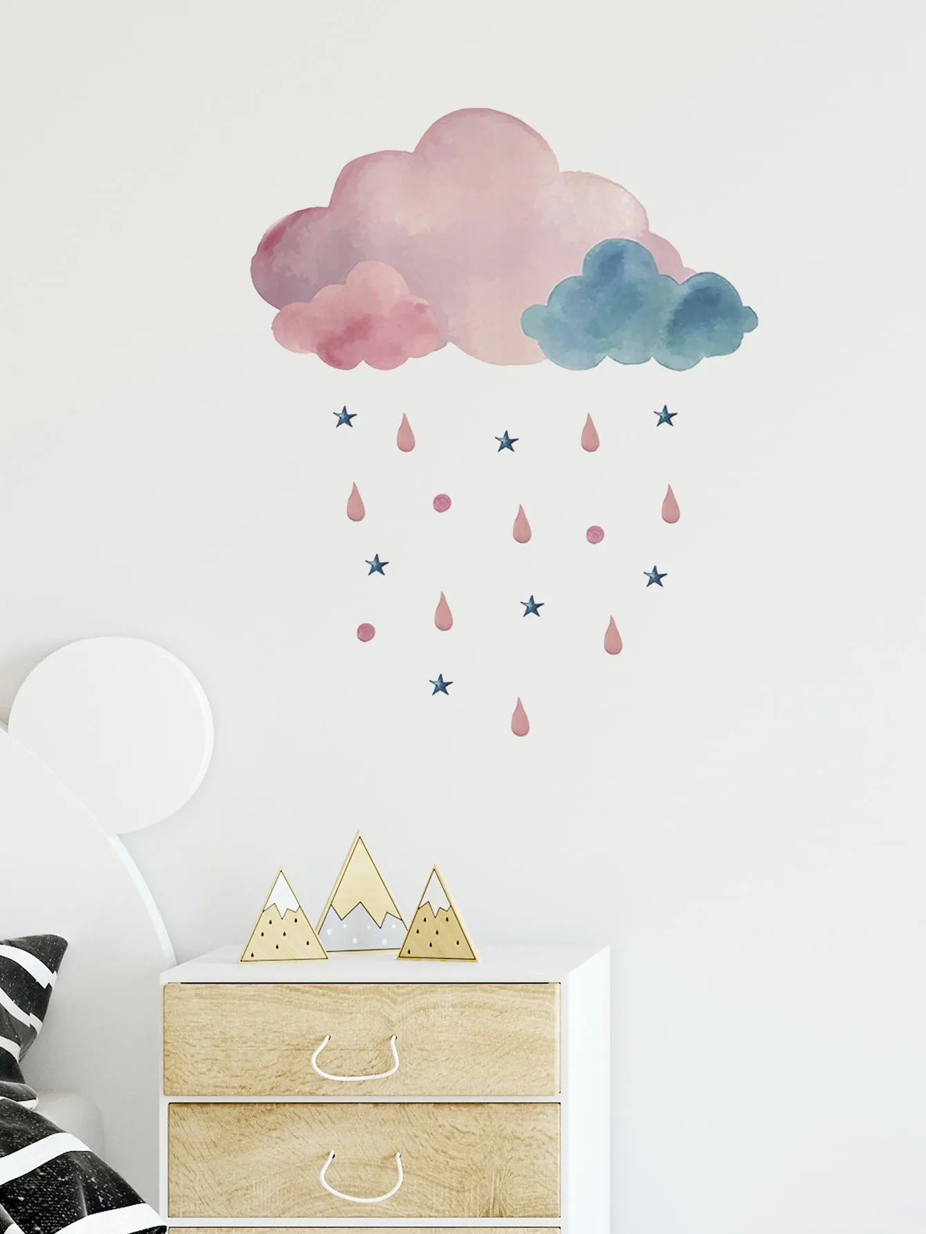 Pink And Blue Cloud Wall Sticker Decorative Wall Art Decal Creative Design for