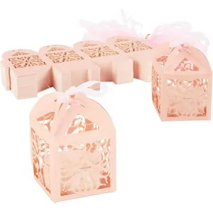 Pink Party Favor Gift Boxes for Wedding (2.3 x 3.5 Inches, 100 Pack)