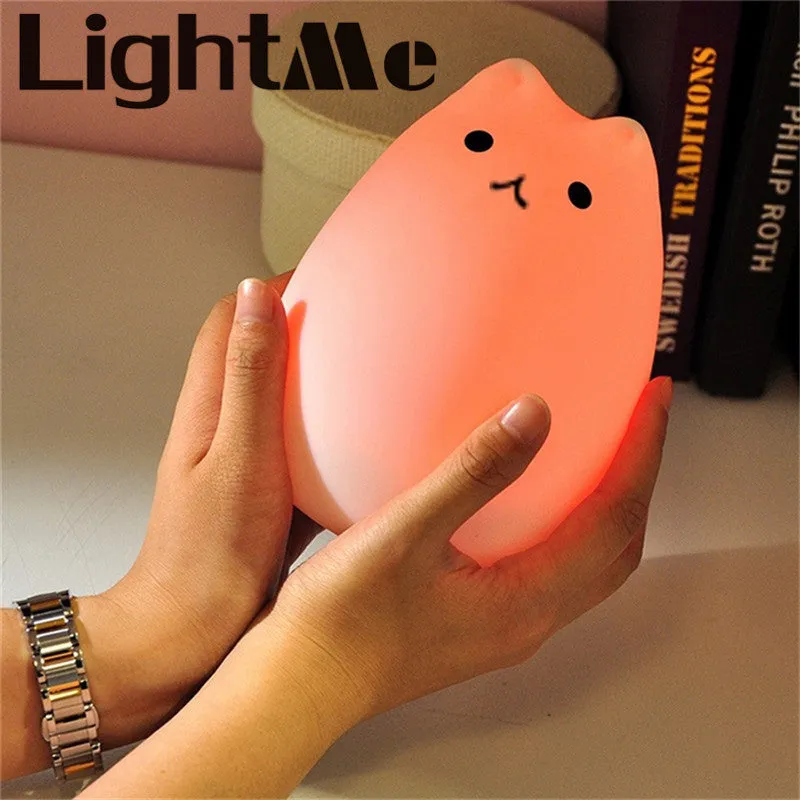 Premium 7 Colors Cat LED USB Children Animal Night Light Silicone Soft Cartoon Baby Nursery Lamp Breathing LED Night Light