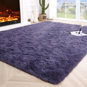 premium Super Soft Fluffy Area Rugs Modern Shag Rug for Bedroom Living Room,Cute Carpets for Kids Nursery Girls Home Dorm,5'x8',White Gray Purple 5' x 8'