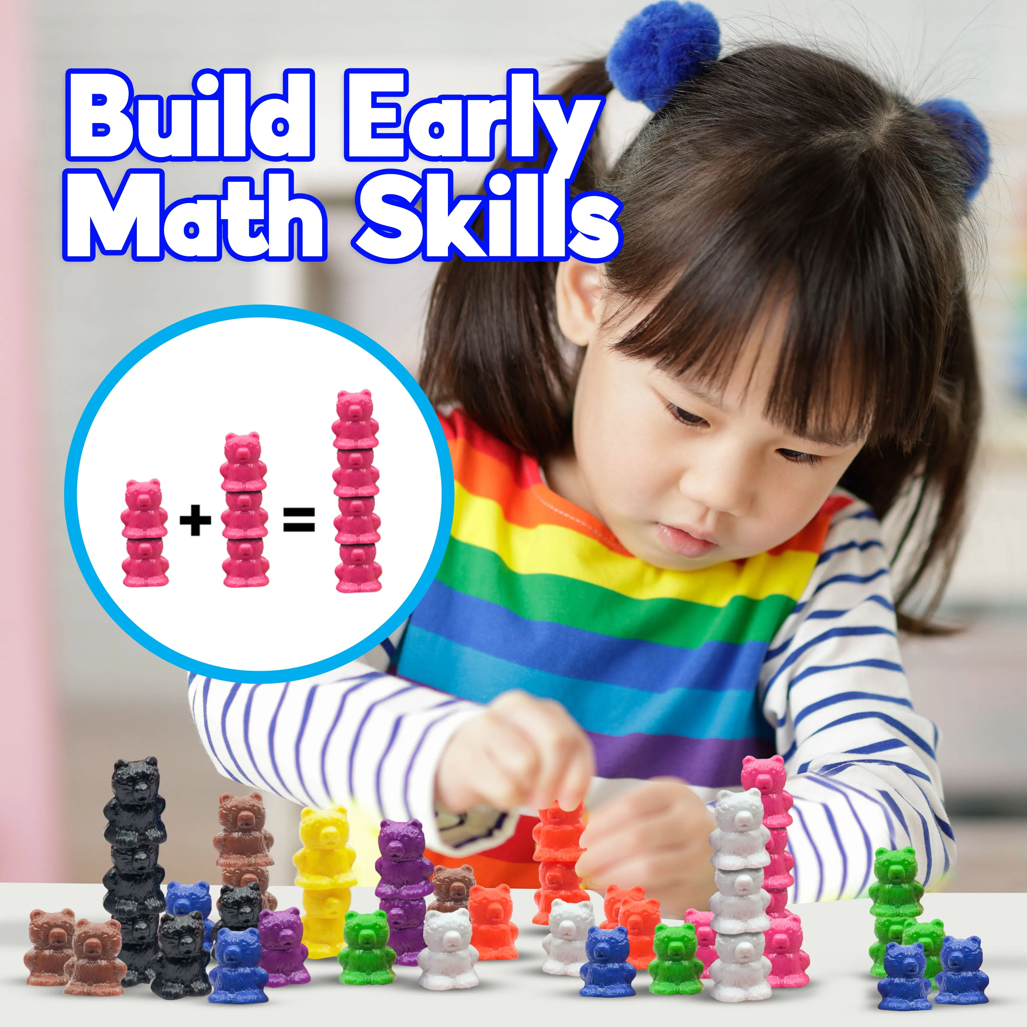 Rainbow Color Stacking Bears Toy_Building_Block 100 pcs Set