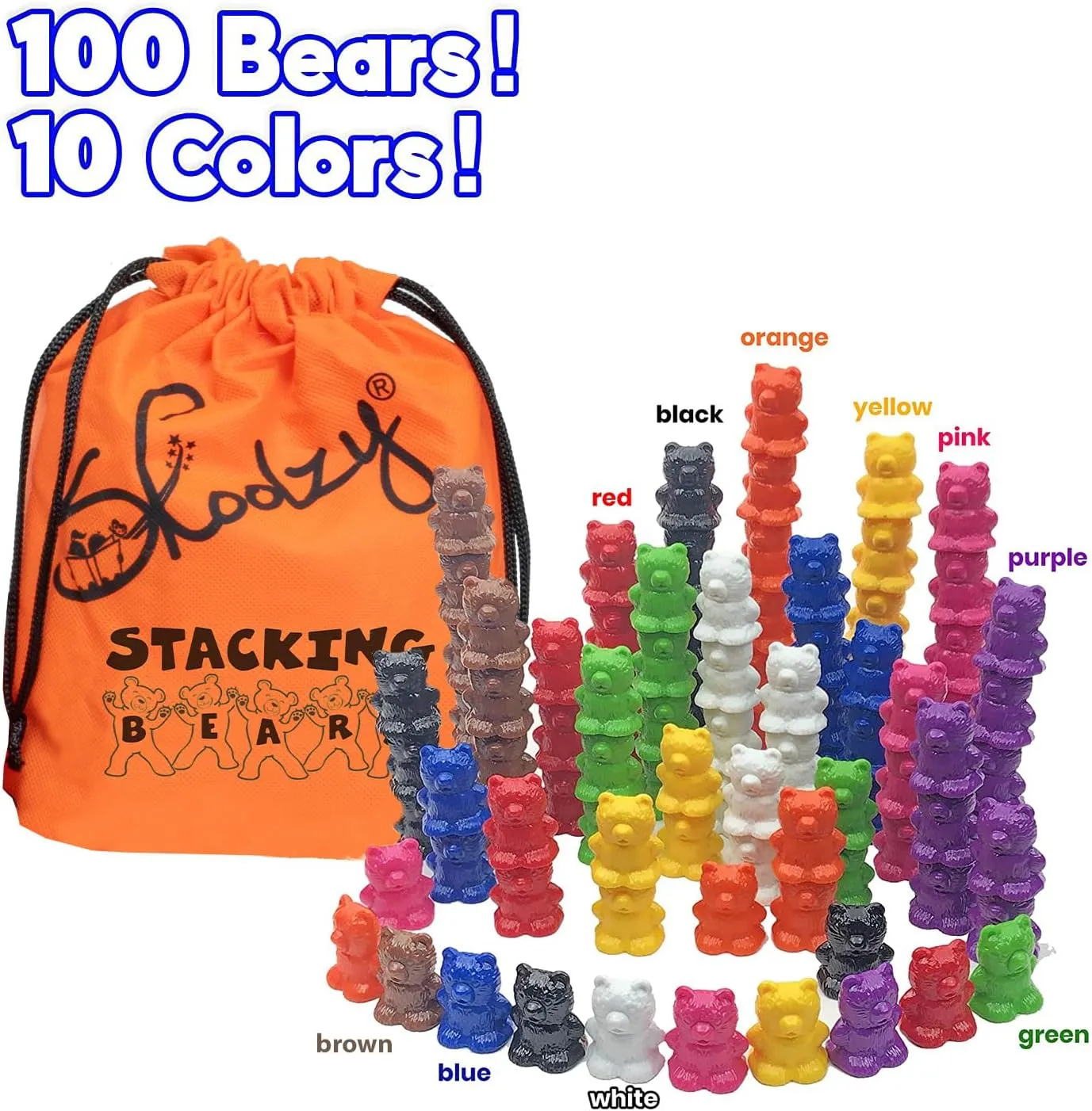 Rainbow Color Stacking Bears Toy_Building_Block 100 pcs Set