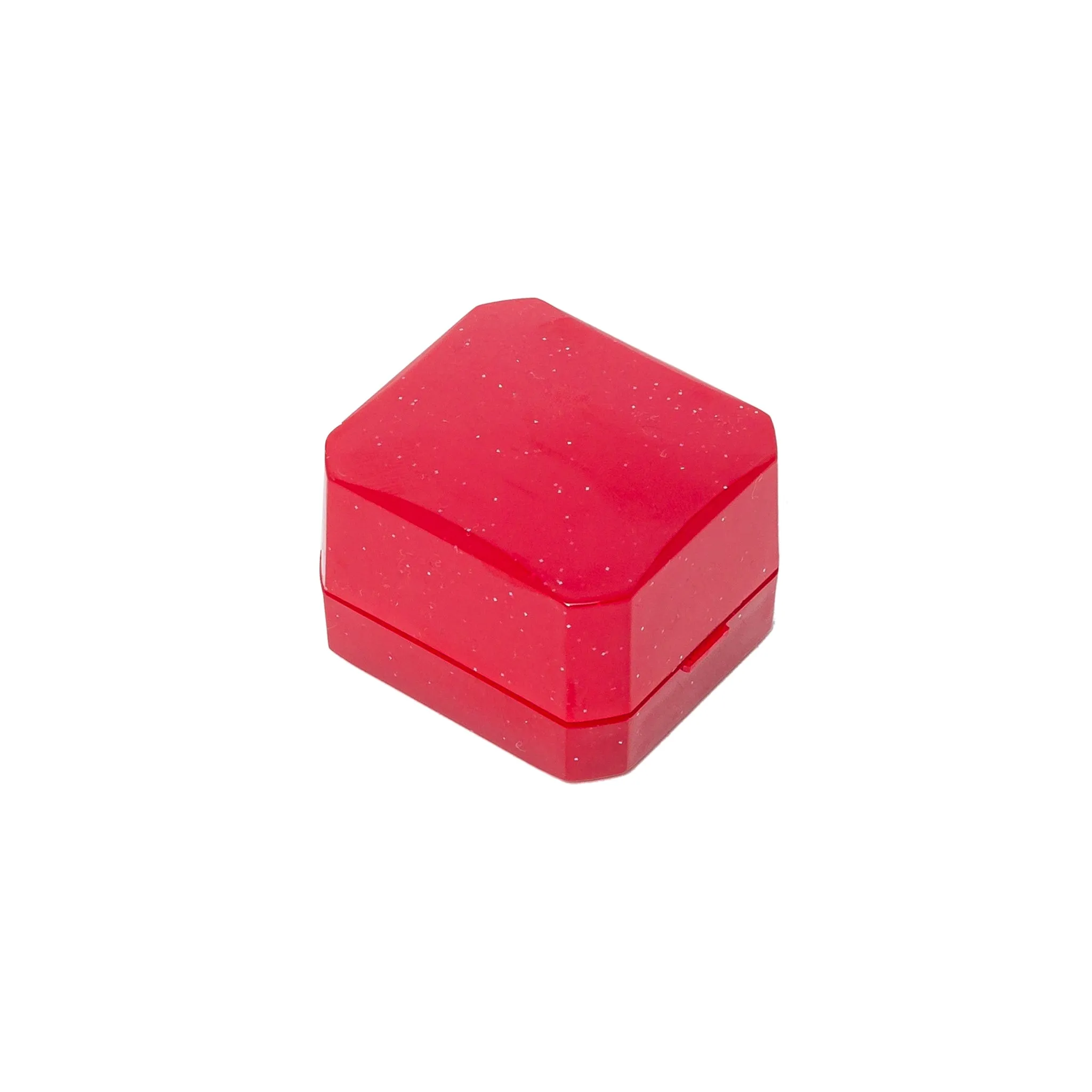 Red Plastic Ring Box with Hinge