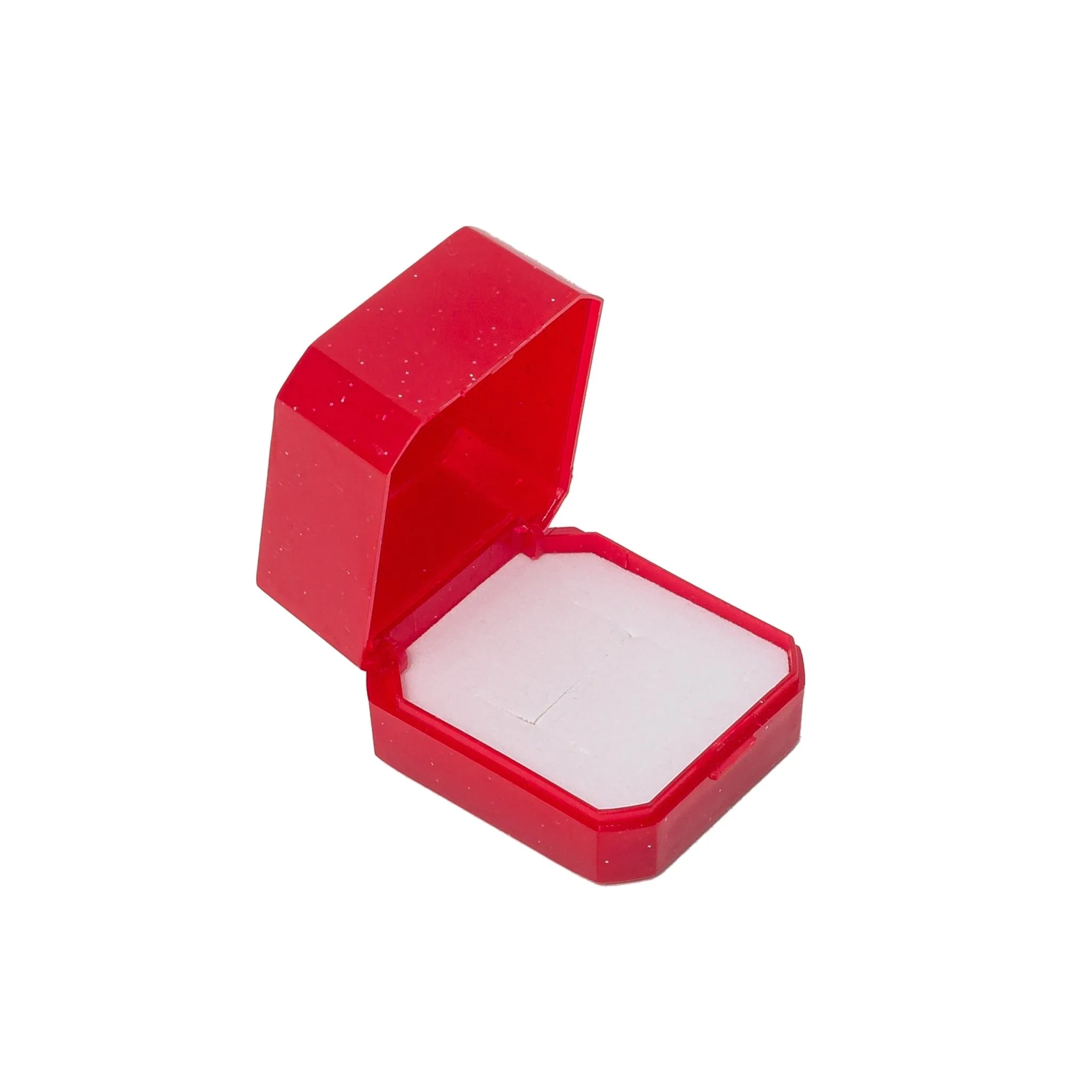 Red Plastic Ring Box with Hinge