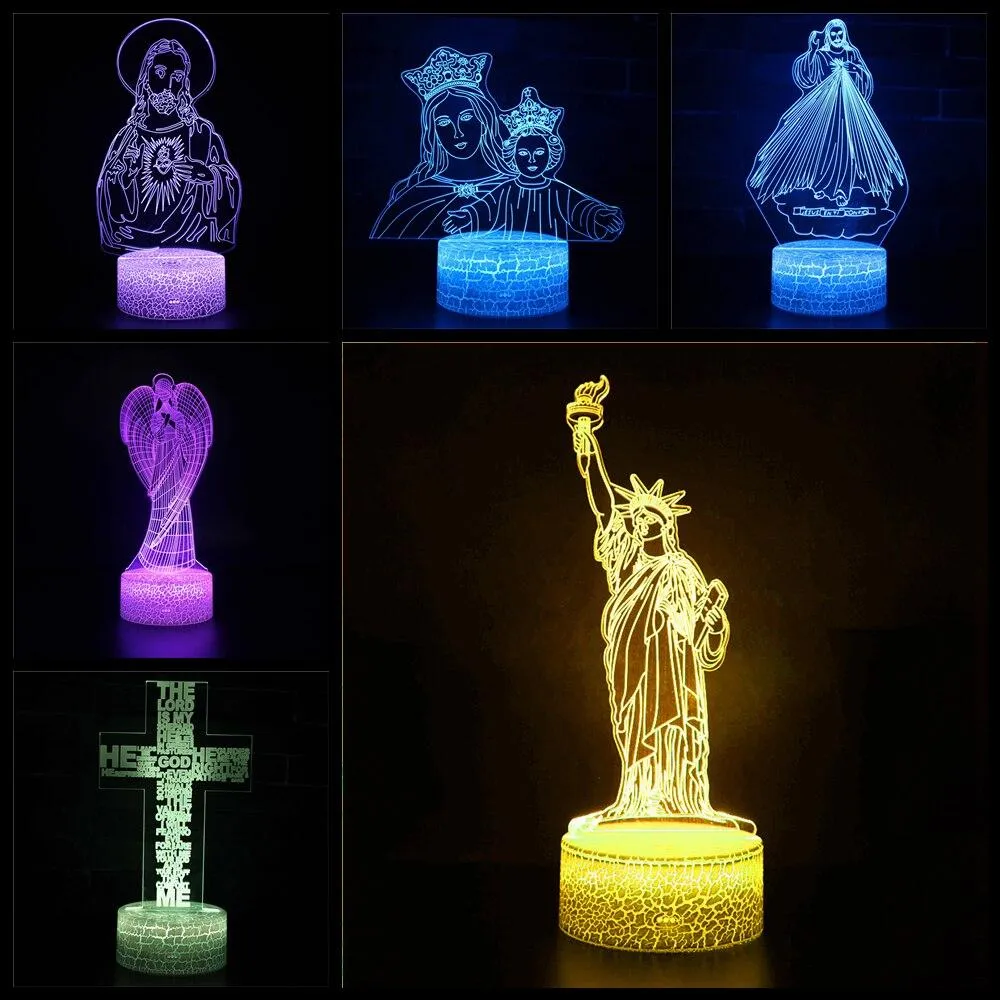 Religious Goddess Angel Jesus Saint 3D Night Light