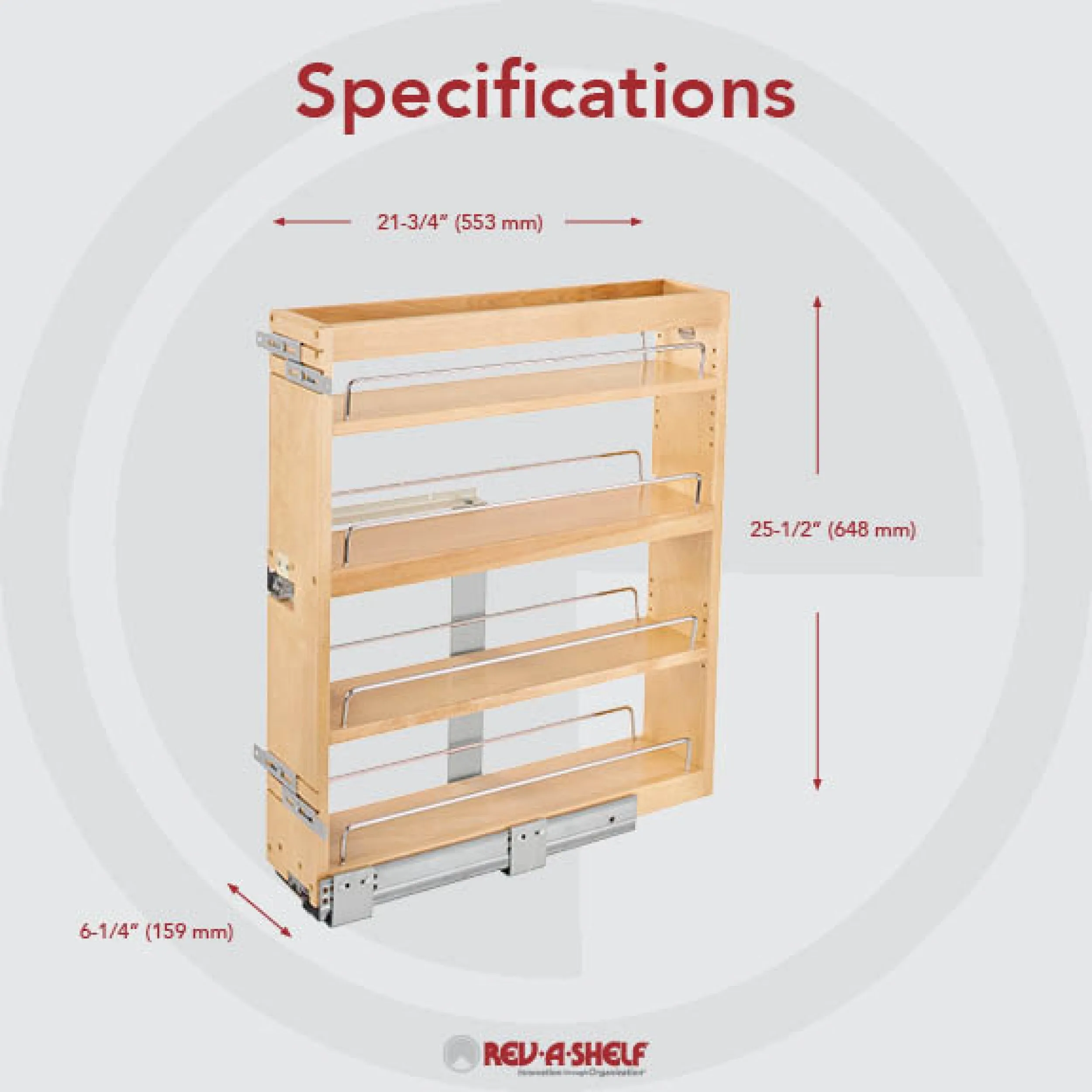 Rev-A-Shelf 5" Face Frame Side Mount Base Organizer 449-BCSC-5C